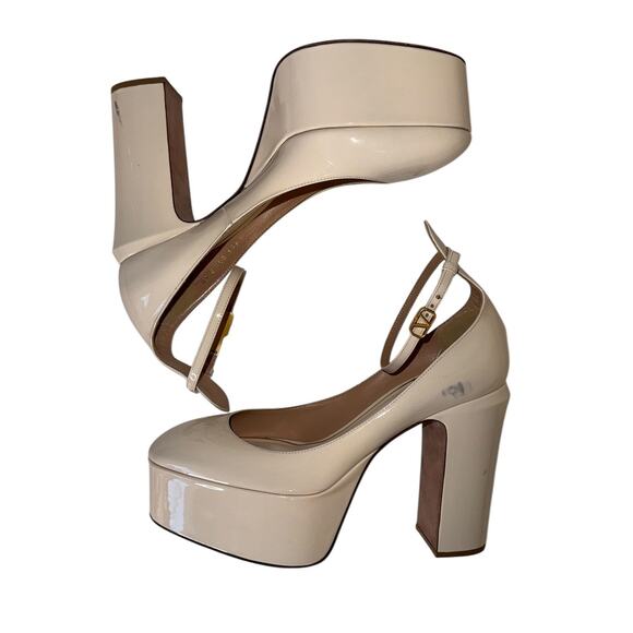 Valentino Garavani Tan Go Cream Patent Leather Platform Heels Size 40 - Picture 7 of 15